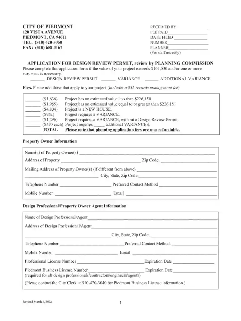 Design Review Permit Application Preview on Page 1