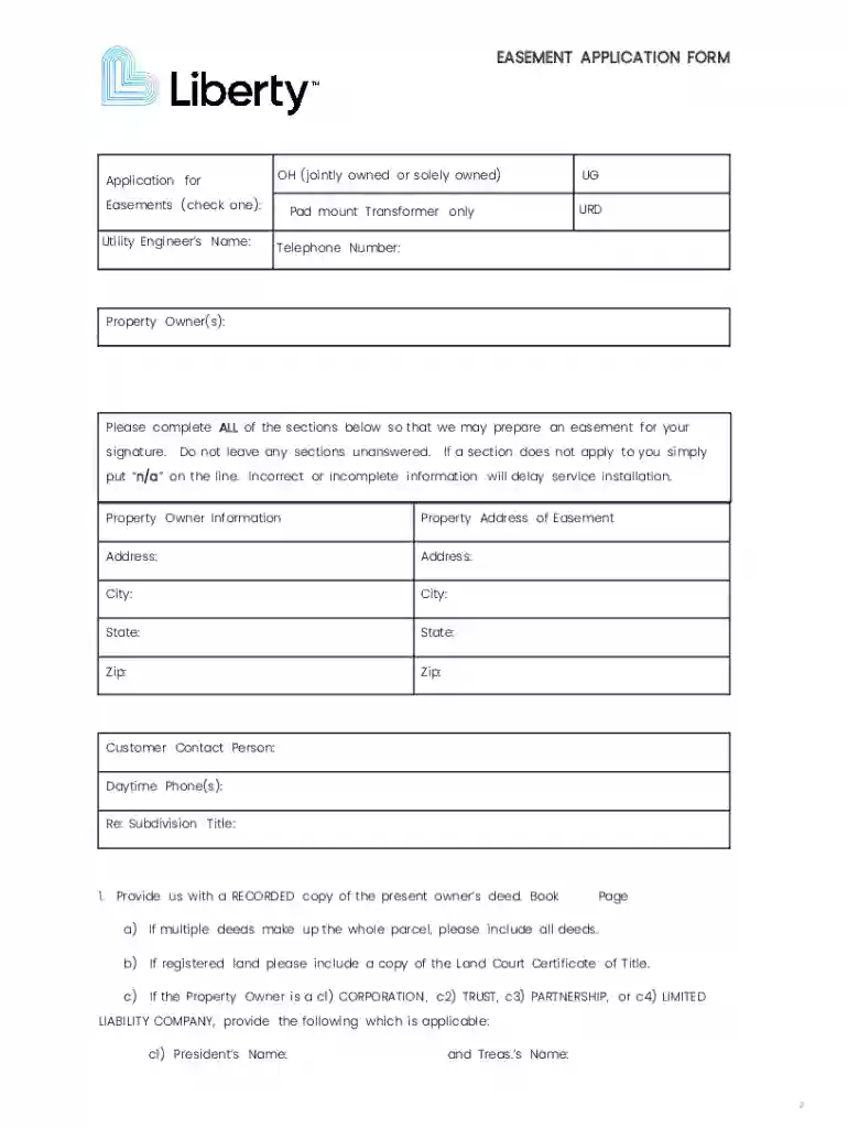 DocHub 26478682-sharedconstructionFillable Online EASEMENT APPLICATION FORM Please complete Preview on Page 1