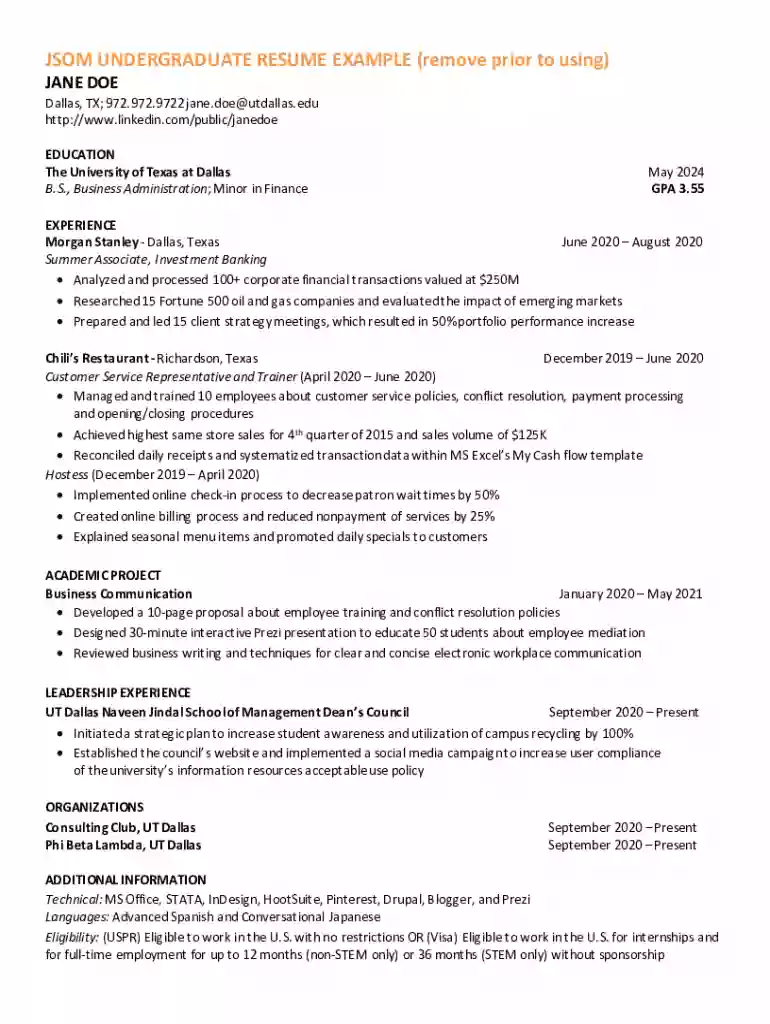 jsom resume template Preview on Page 1