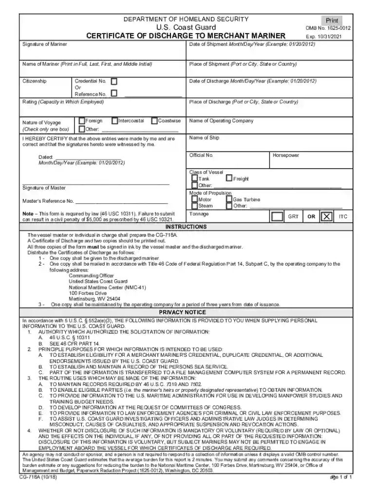 certificate discharge form Preview on Page 1