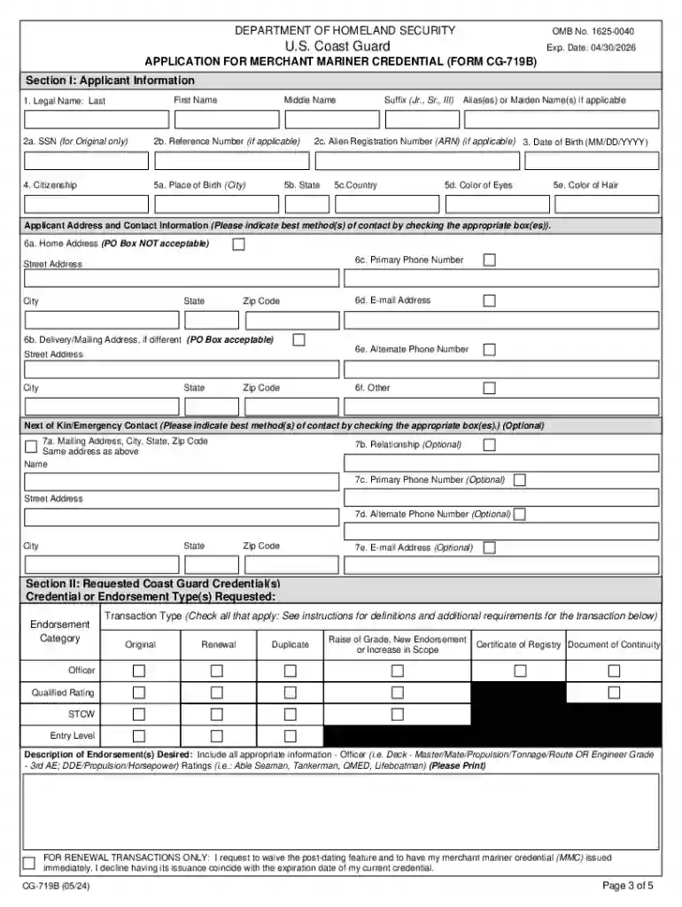 cg 719b fillable form Preview on Page 1