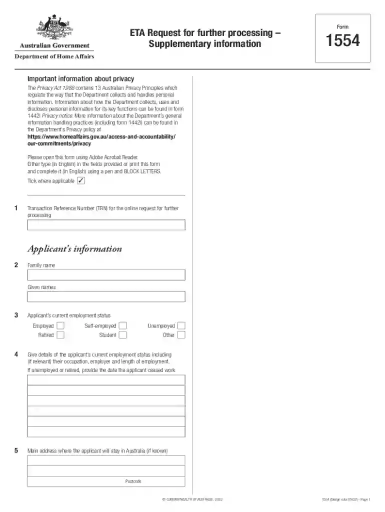 form 1554 Preview on Page 1
