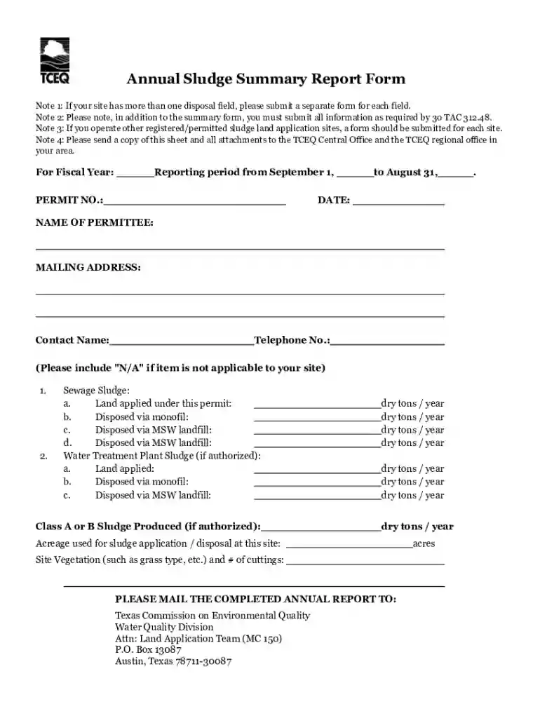 annual sludge summary report Preview on Page 1