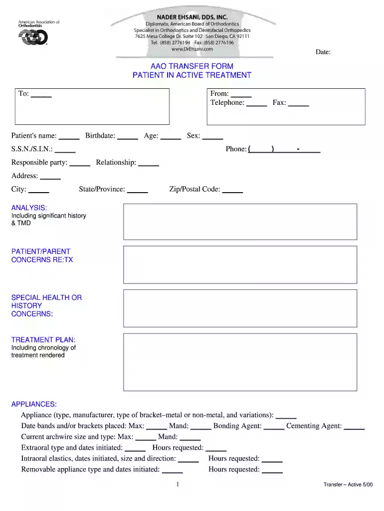 aao transfer form Preview on Page 1