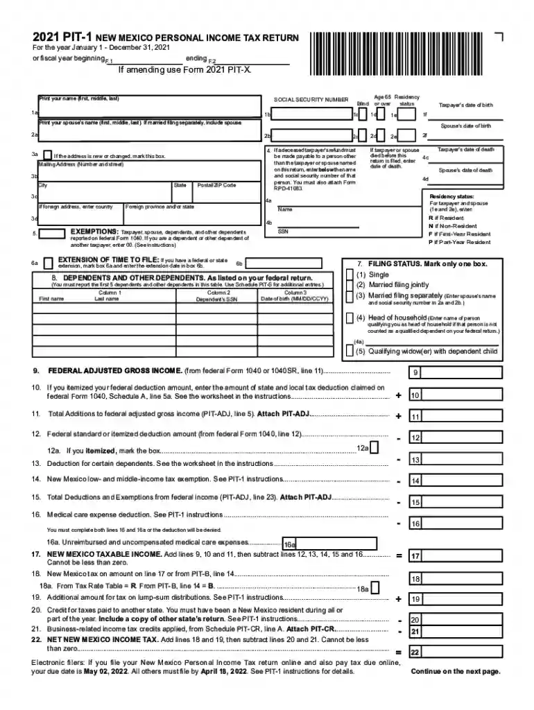 new mexico tax forms 2021 Preview on Page 1