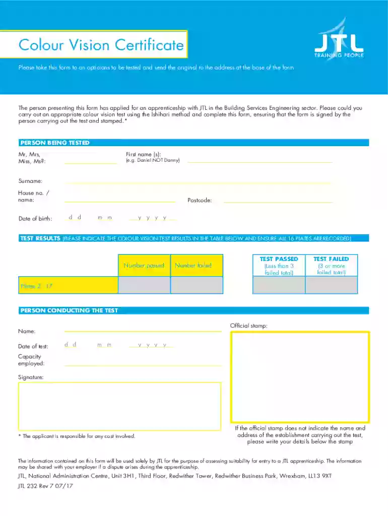 jtltraining wp-contentuploadsColour Vision Certificate - JTL Preview on Page 1