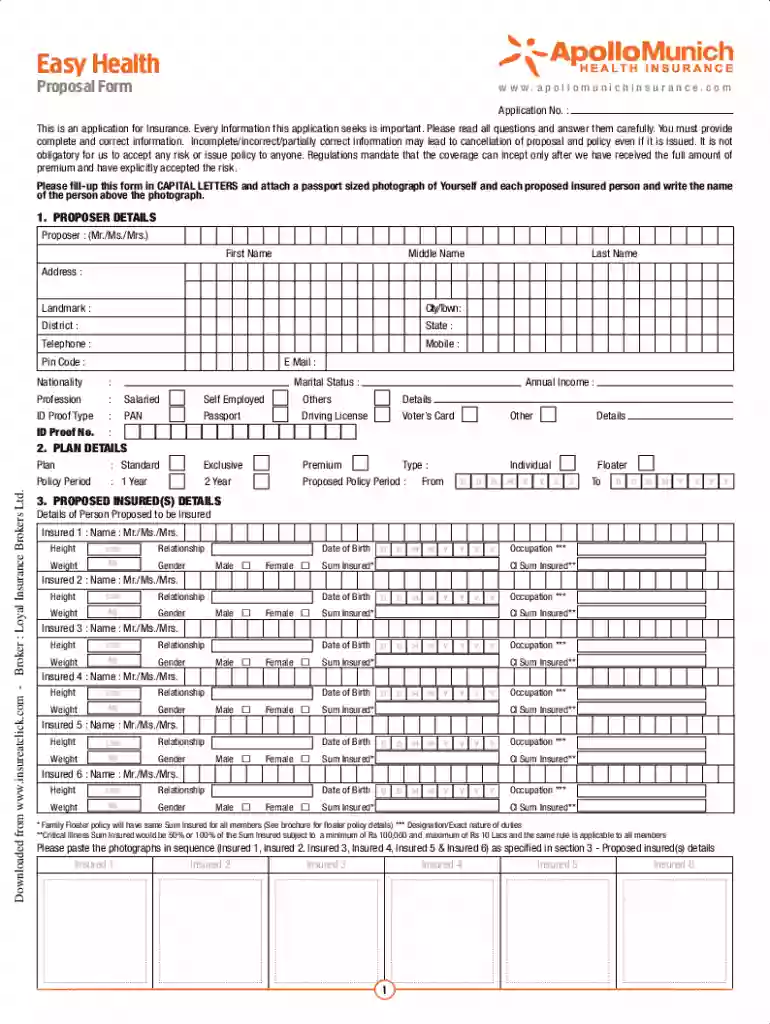 Download apollo-munich Easy-Health-Individual proposal-form Download apollo-munich Easy-Health-Indiv Preview on Page 1