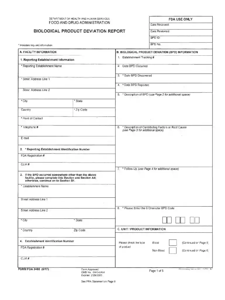 fda 3486 form Preview on Page 1