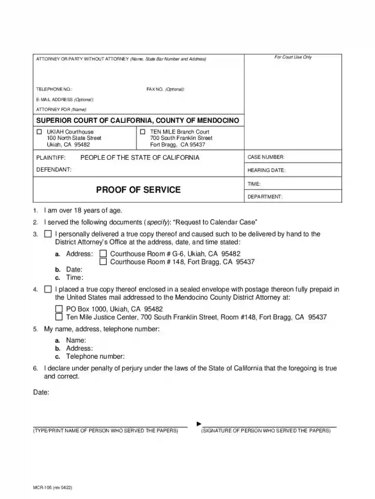 superior court proof service form Preview on Page 1