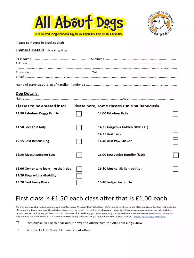 dog fun show registration Preview on Page 1