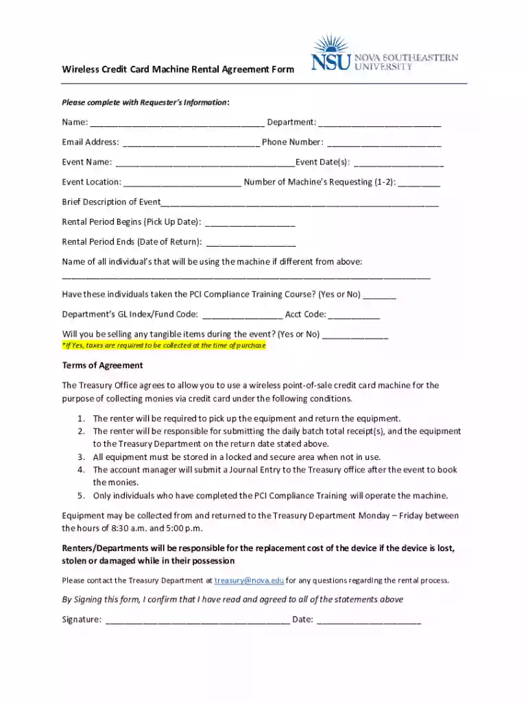 credit card rental agreement form Preview on Page 1