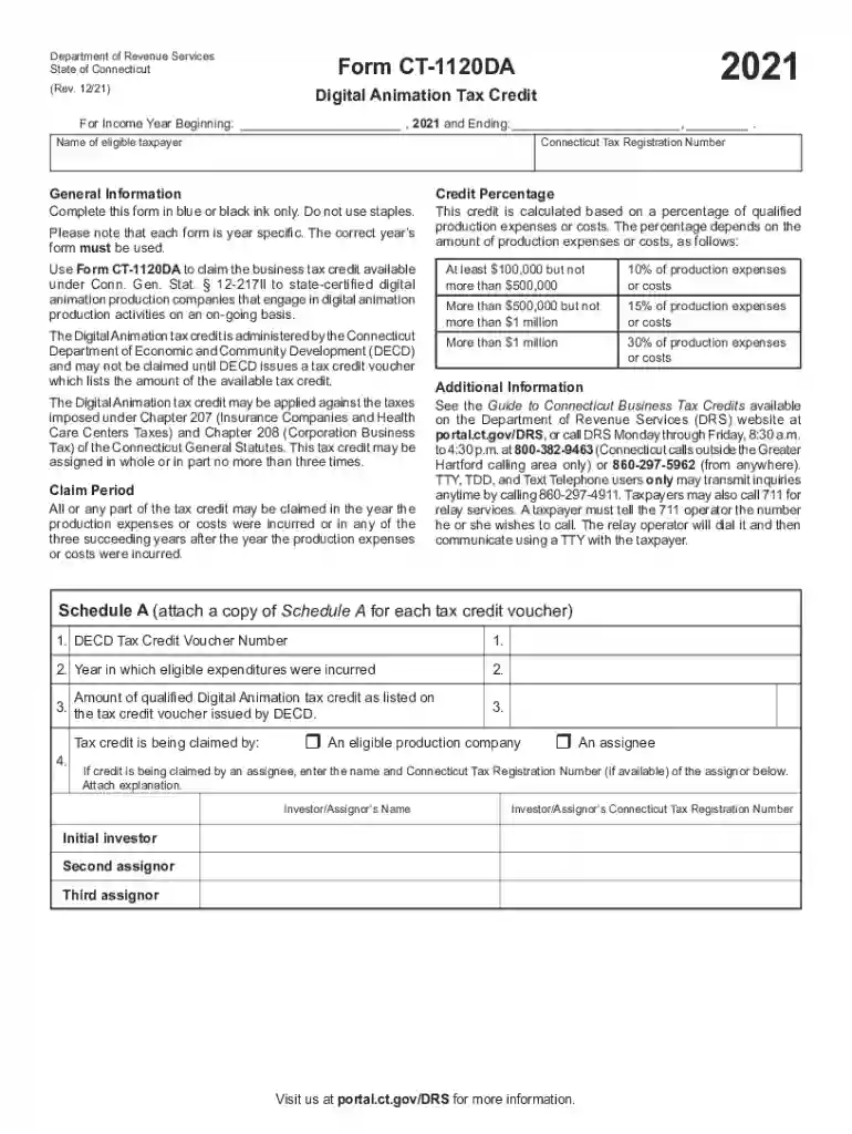 Form CT-1120DA - CT.gov Preview on Page 1