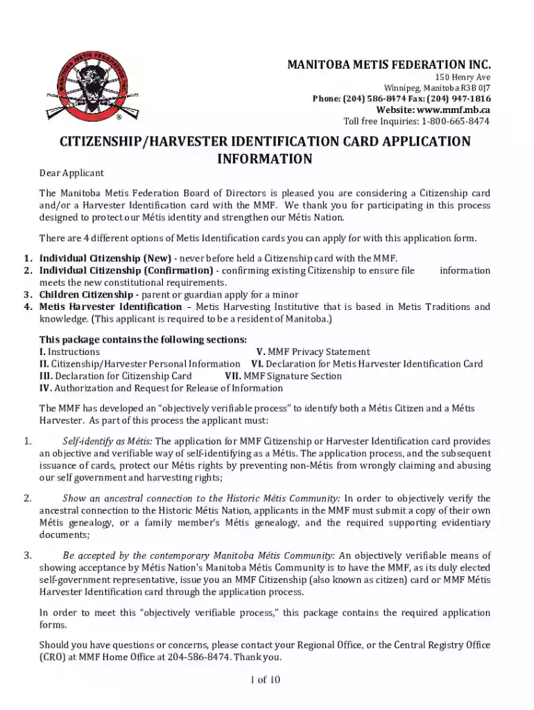 harvester identification card Preview on Page 1
