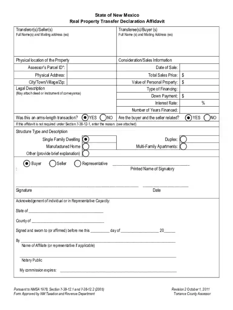 DocHub form-library166323-newNew Mexico Real Property Transfer Declaration Affidavit Preview on Page 1