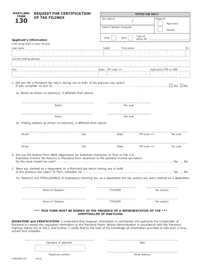 maryland request tax form Preview on Page 1