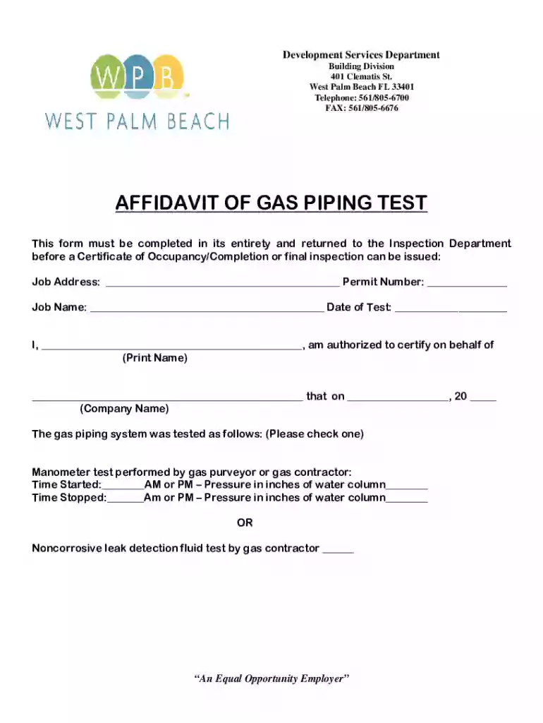 gas drop test form Preview on Page 1