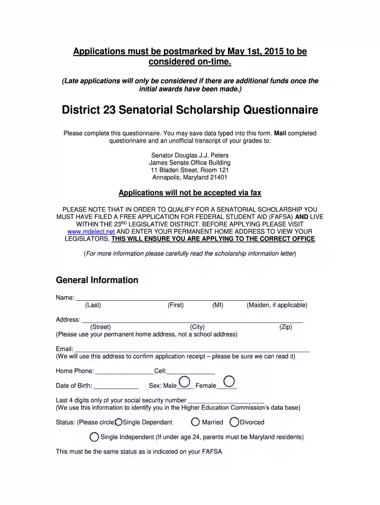 maryland senatorial scholarship Preview on Page 1