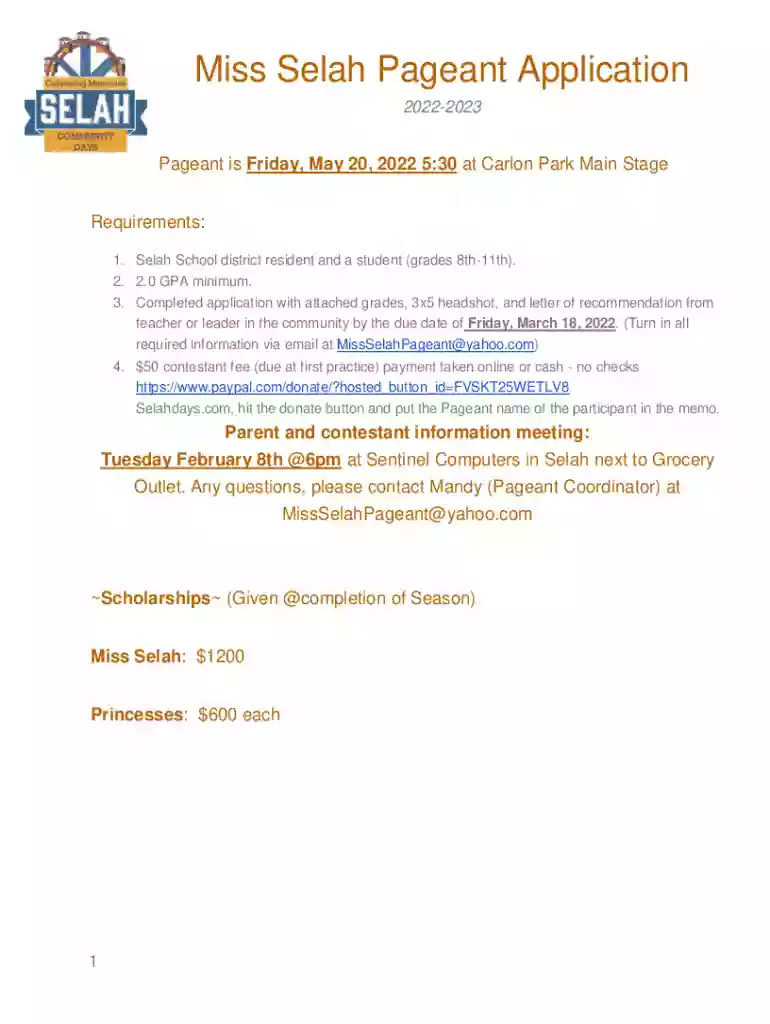 Selah Community Days Home Page - Selah, WASelah Parks and RecreationSelah Parks and Recreation Preview on Page 1