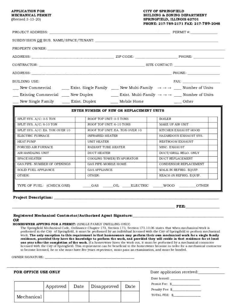 Permit Applications City of Springfield - Home of Abraham Lincoln Preview on Page 1