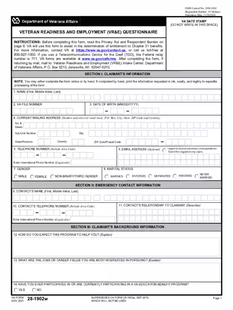 va form 28 1902w Preview on Page 1