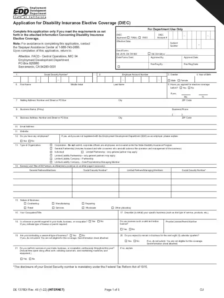 edd disability insurance elective coverage Preview on Page 1