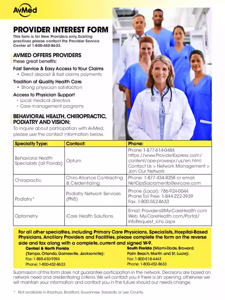 avmed provider interest form Preview on Page 1