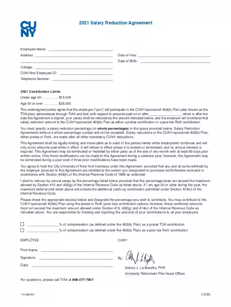 salary reduction agreement Preview on Page 1