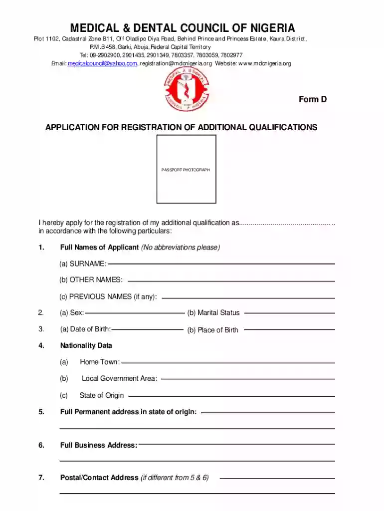 mdcn form b Preview on Page 1