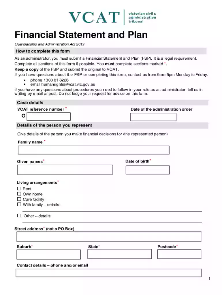 vcat financial statement and plan Preview on Page 1
