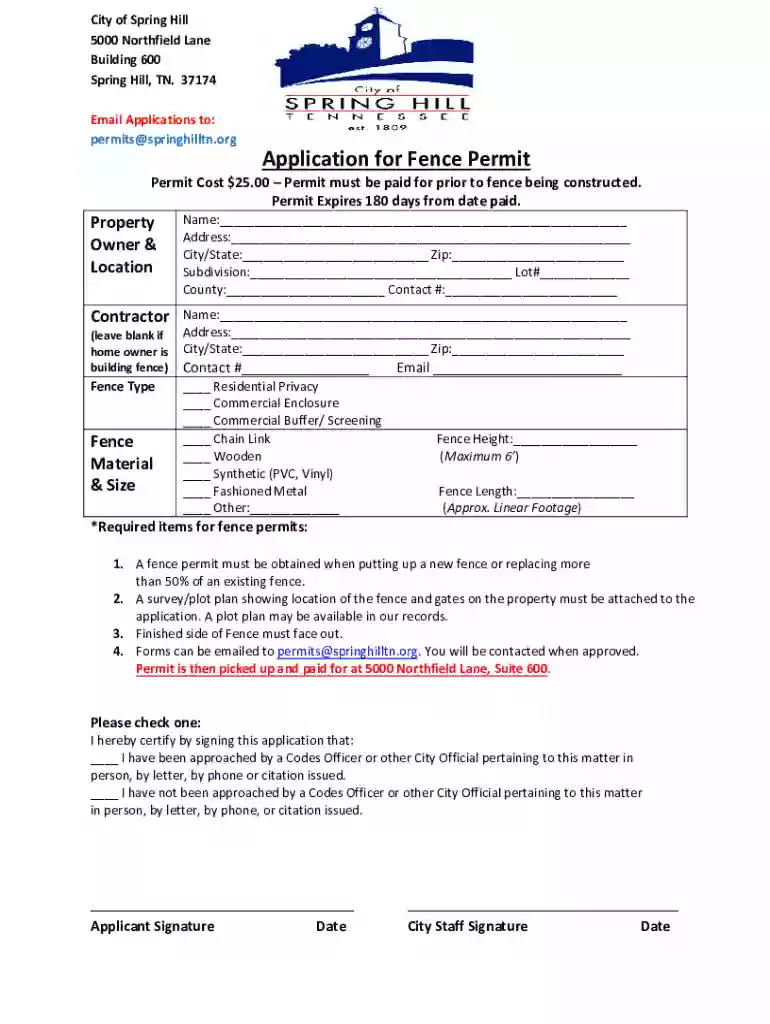 Find Fence Permit - Search Fence Permit Preview on Page 1