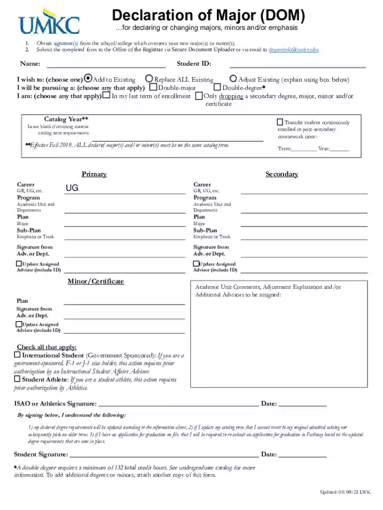 declaration major Preview on Page 1