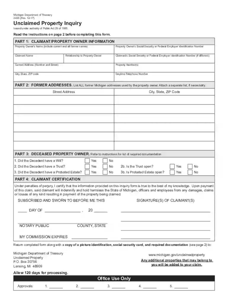 michigan unclaimed property Preview on Page 1