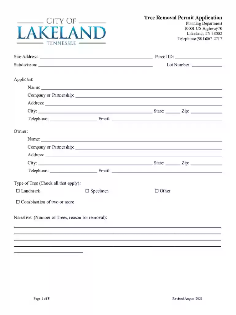 tn-lakeland.civicplus.comDocumentCenterViewTree Removal Permit Application - tn-lakeland.civicplus.com Preview on Page 1