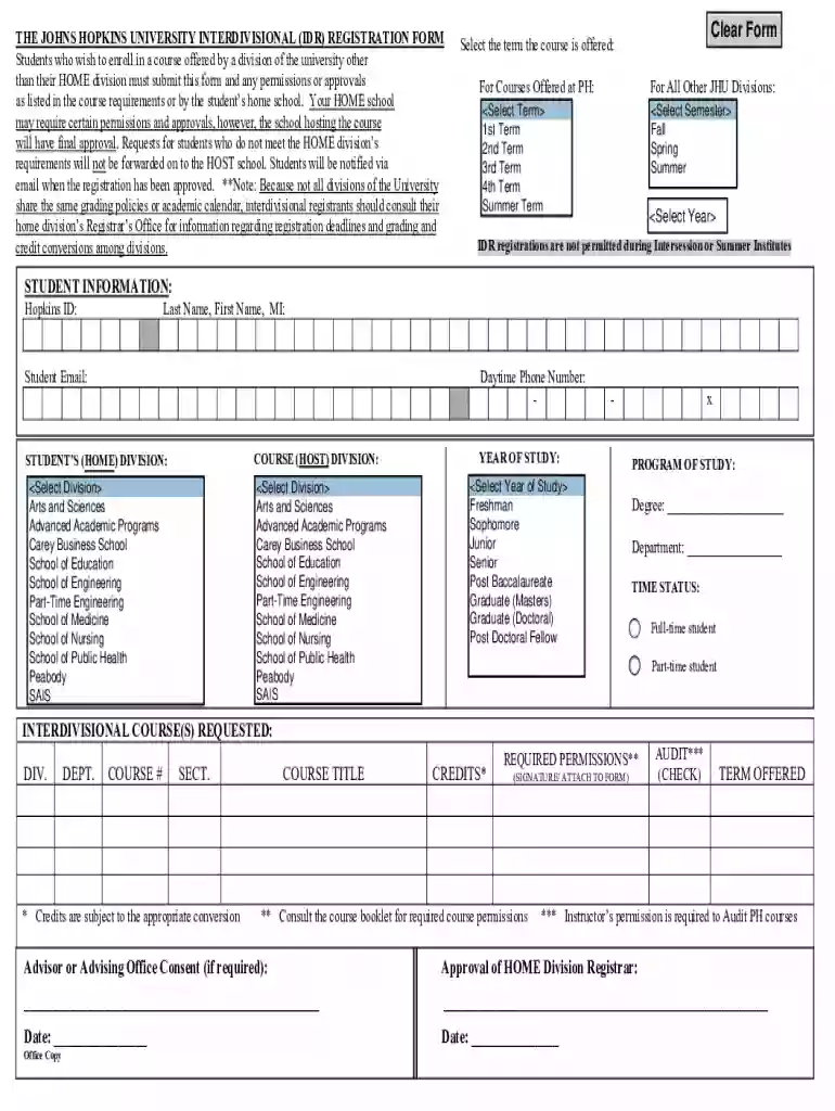 Interdivisional Registration (IDR)Office of theInterdivisional Registration (IDR)Office of theRegist Preview on Page 1
