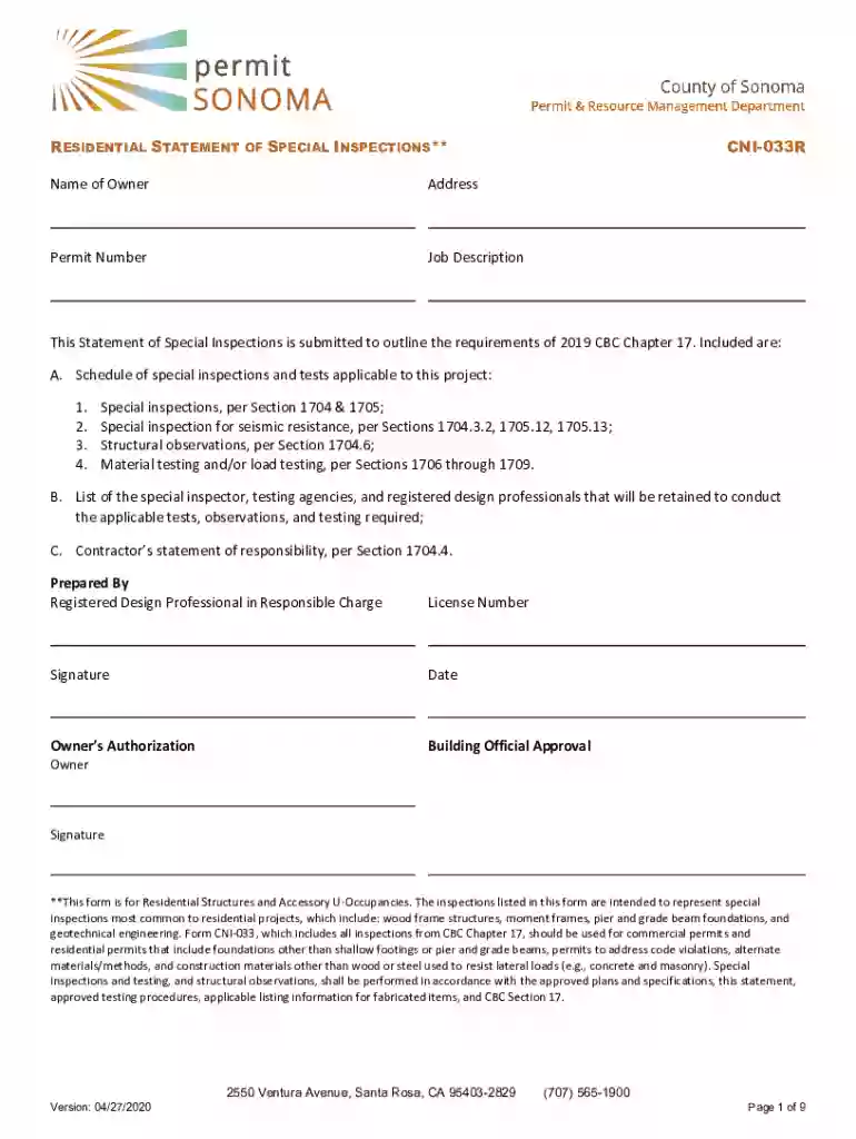 residential statement Preview on Page 1