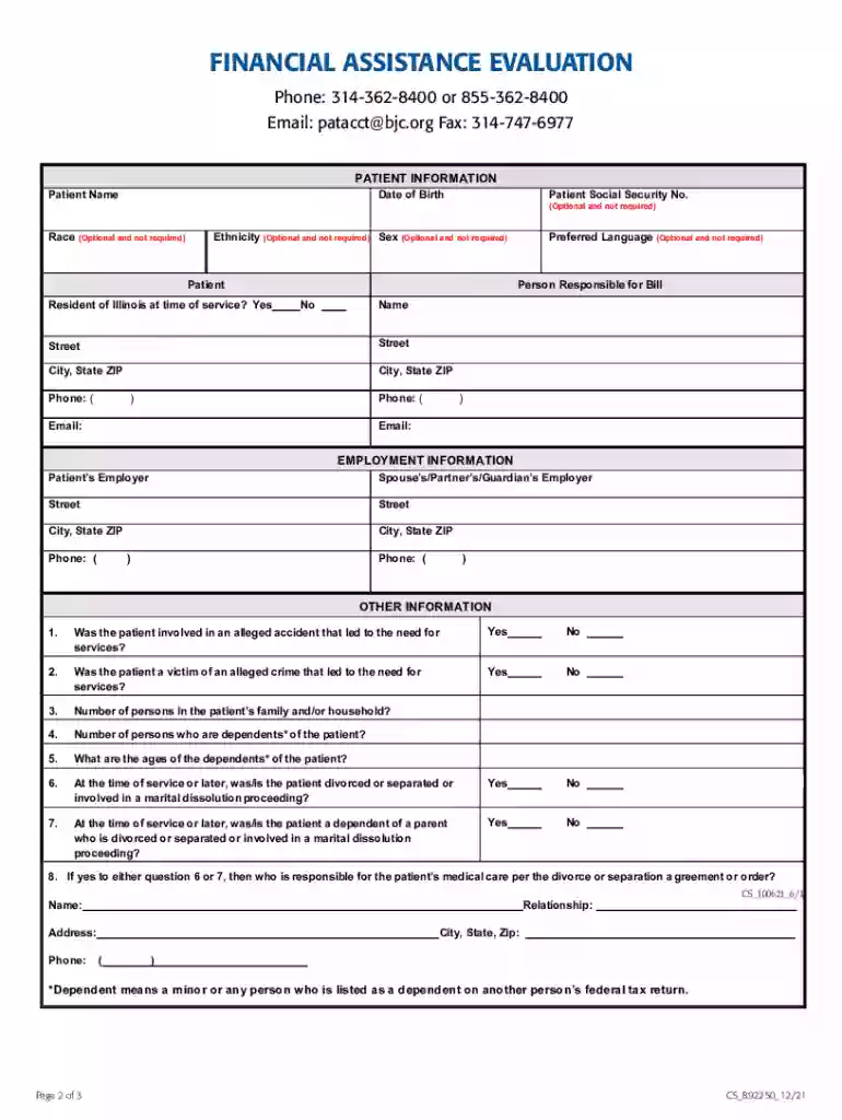 bjc financial assistance application Preview on Page 1