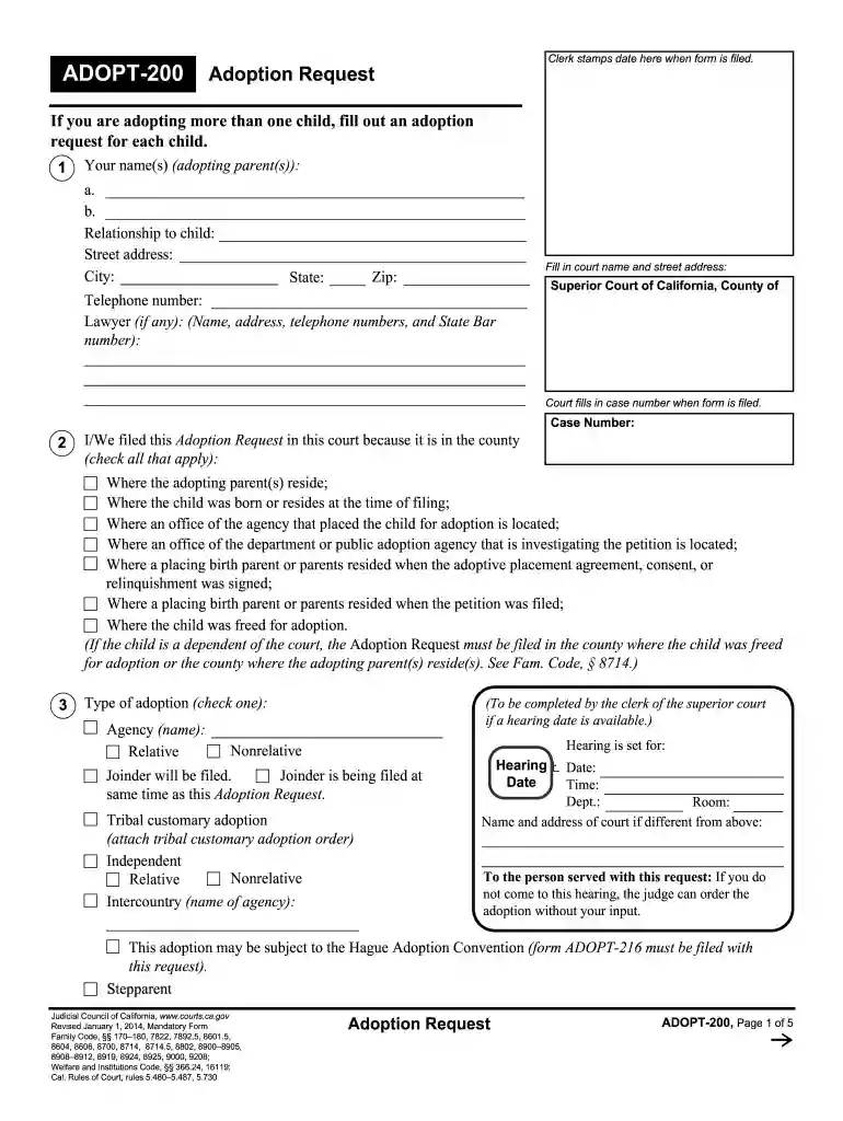 adopt form 2014 Preview on Page 1