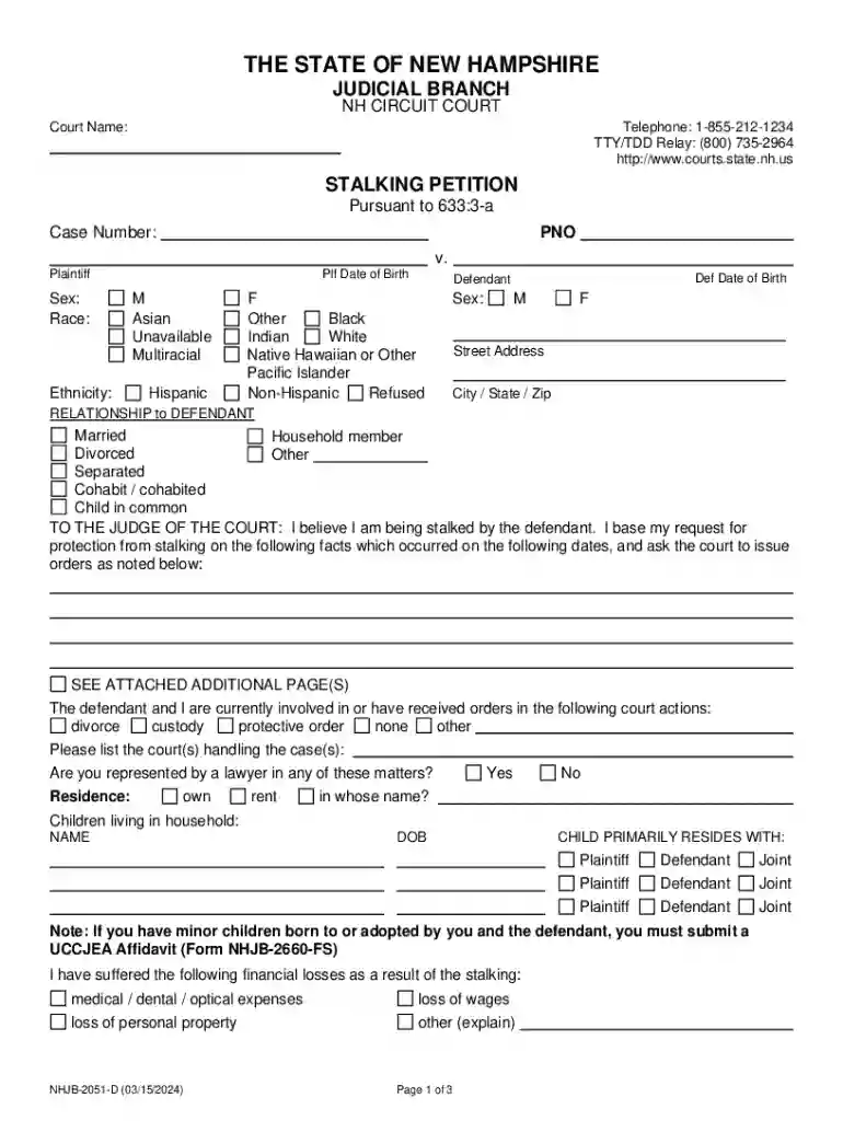 nh stalking petition Preview on Page 1