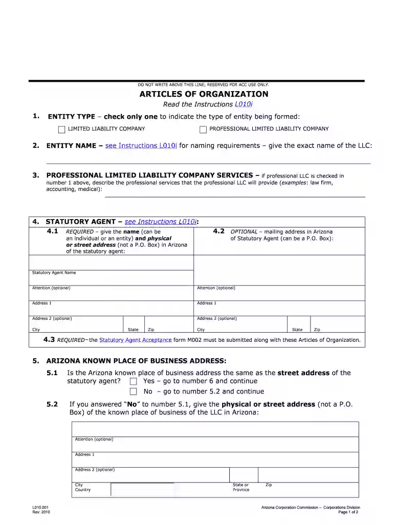 arizona llc forms Preview on Page 1
