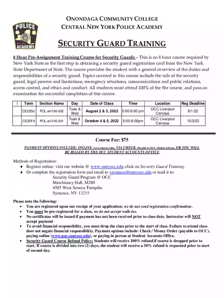 8 Hour Security Course (Pre-Assignment) - Knight Training Institute8 Hour Annual Security Course for Preview on Page 1