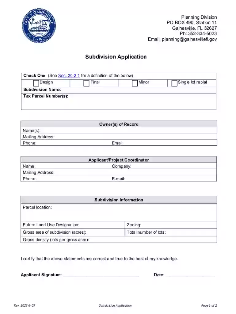 Planning Division Welcome to the City of Gainesville Preview on Page 1