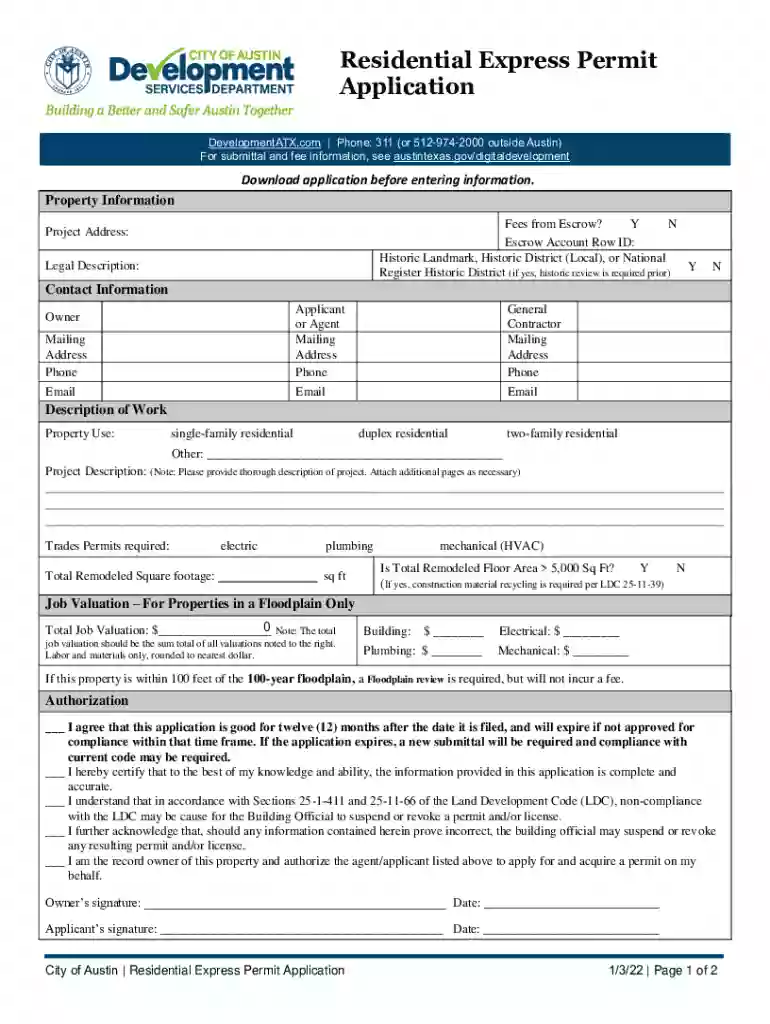 residential express permit austin Preview on Page 1