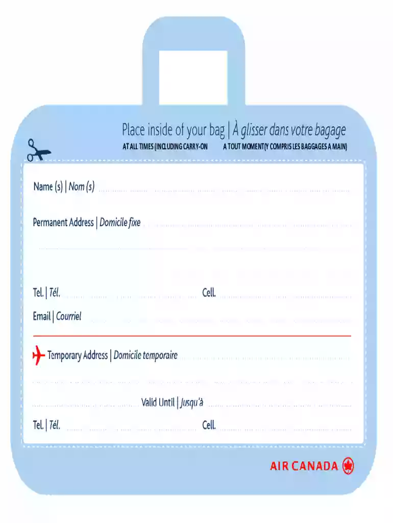 identification baggage card Preview on Page 1