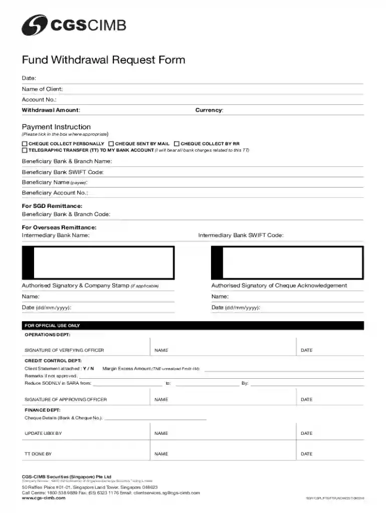 orbis withdrawal form Preview on Page 1