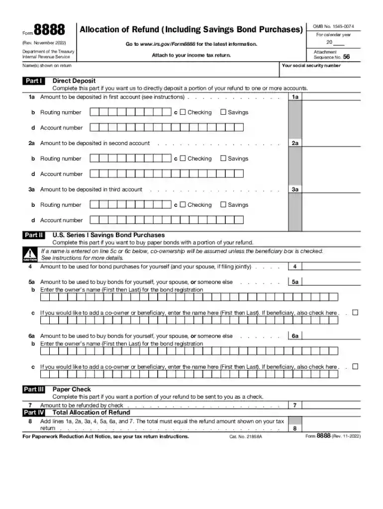 form 8888 Preview on Page 1