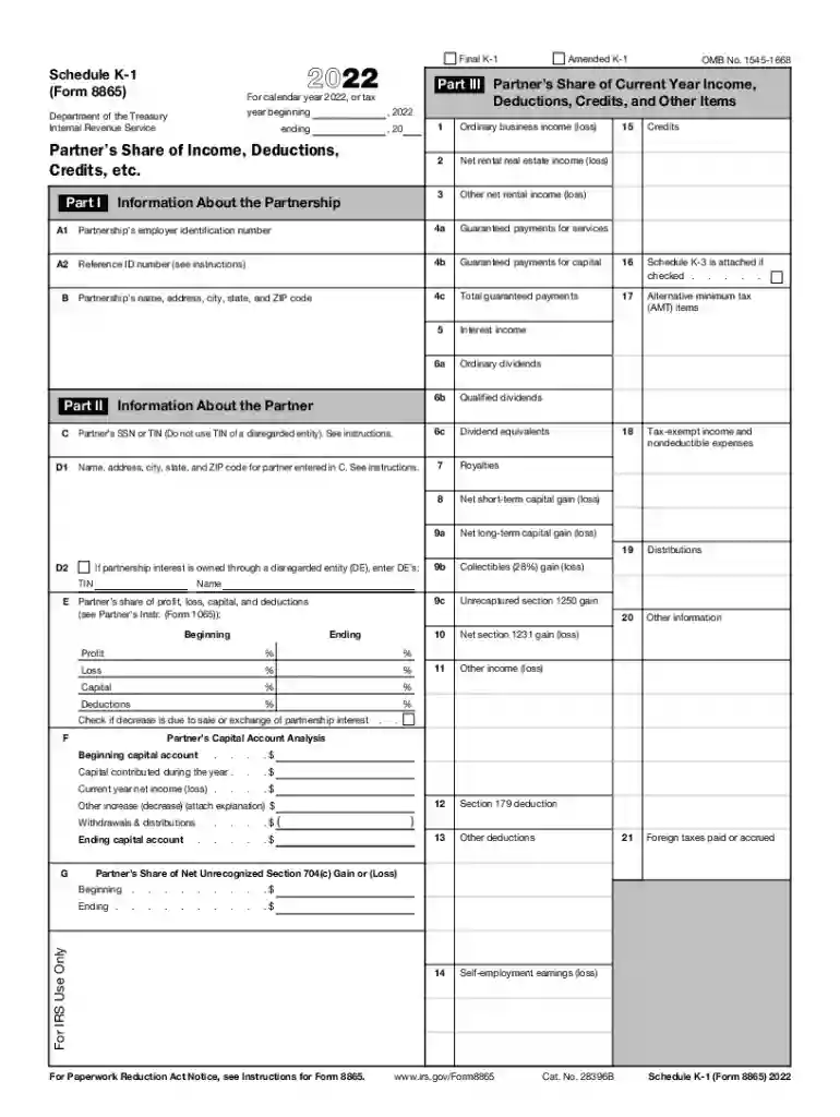 Federal 8865 (Schedule K-1) (Partner's Share of IncomeFederal 8865 (Schedule K-1) (Partner's Share of IncomeAbout Form 8865, Return of U.S. Persons With Respect to Certain Foreign Preview on Page 1