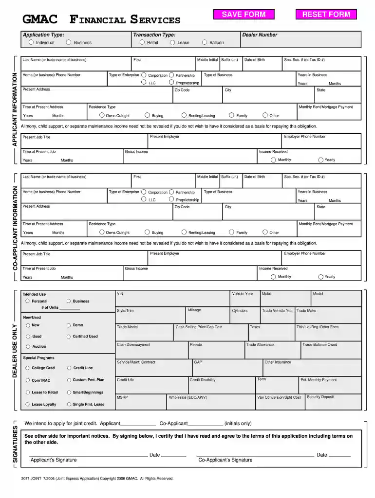 ally credit application Preview on Page 1
