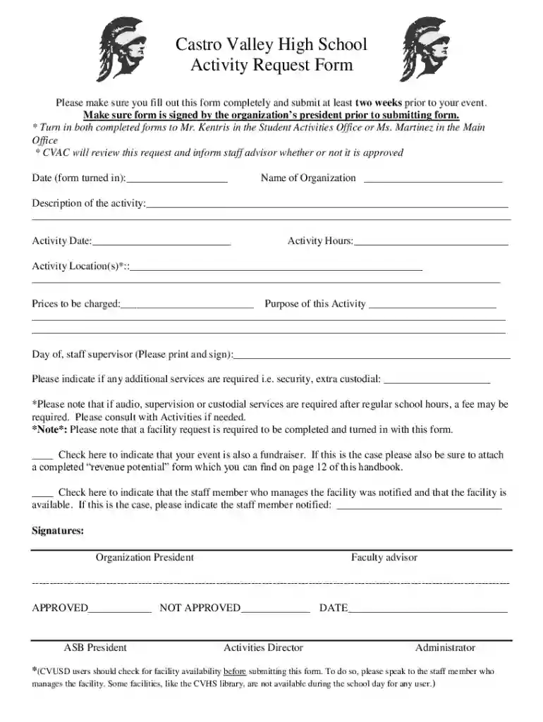 activity request form Preview on Page 1