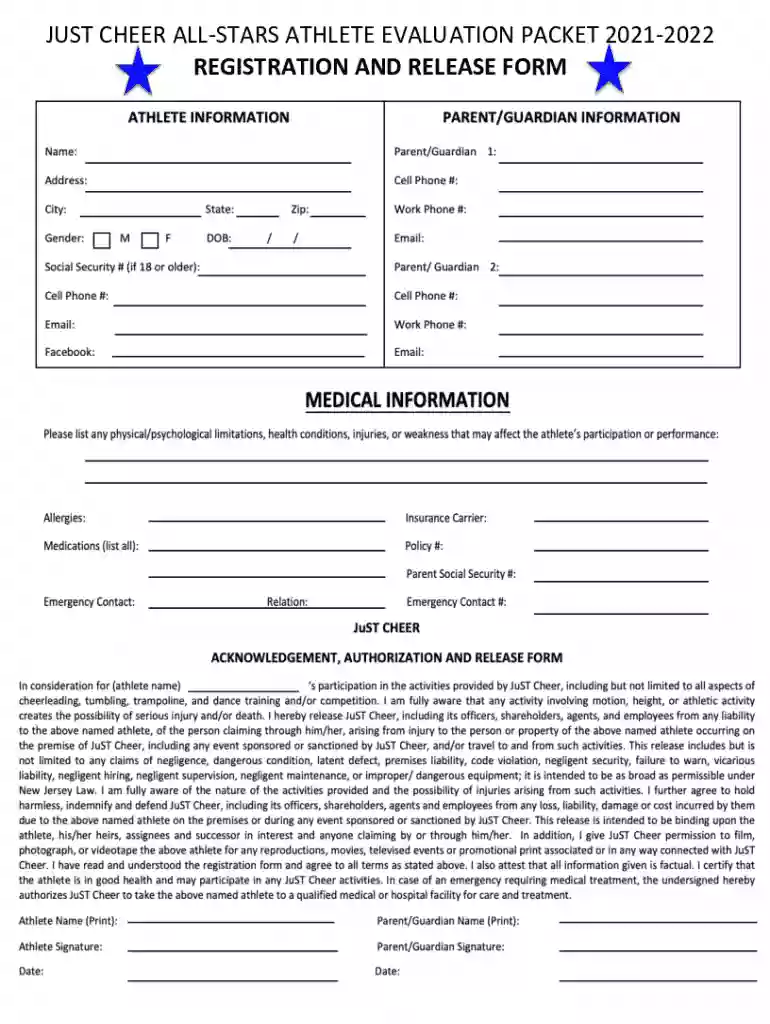 REGISTRATION AND RELEASE FORM Preview on Page 1