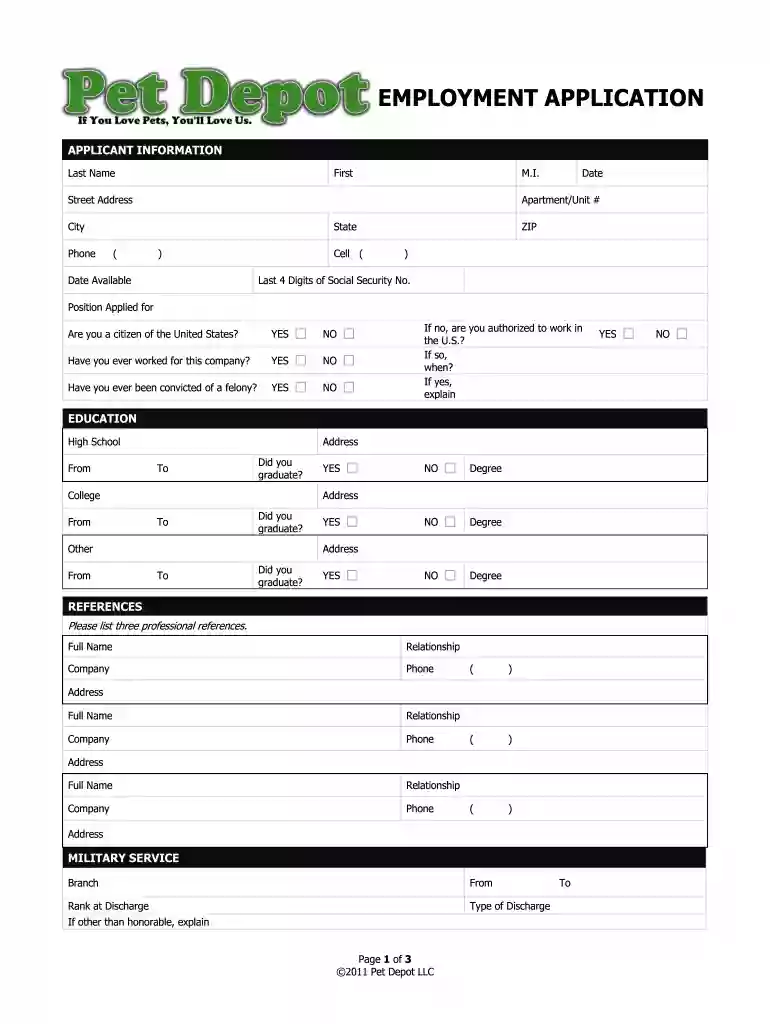 pet depot application Preview on Page 1